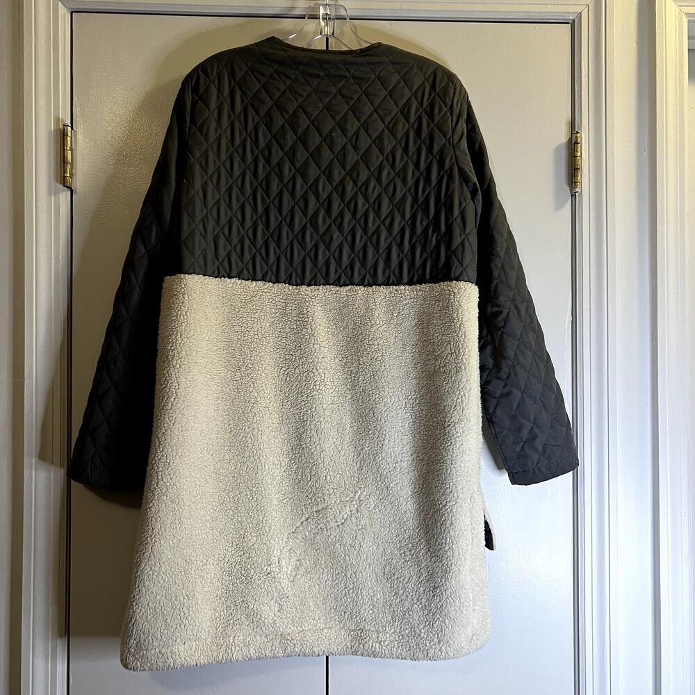Sweaty Betty Quilted fleece zip jacket gray cream sherpa Size S - Picture 7 of 7